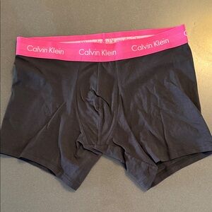 New Calvin Klein Black Boxer Briefs with Pink Waistband. Cotton